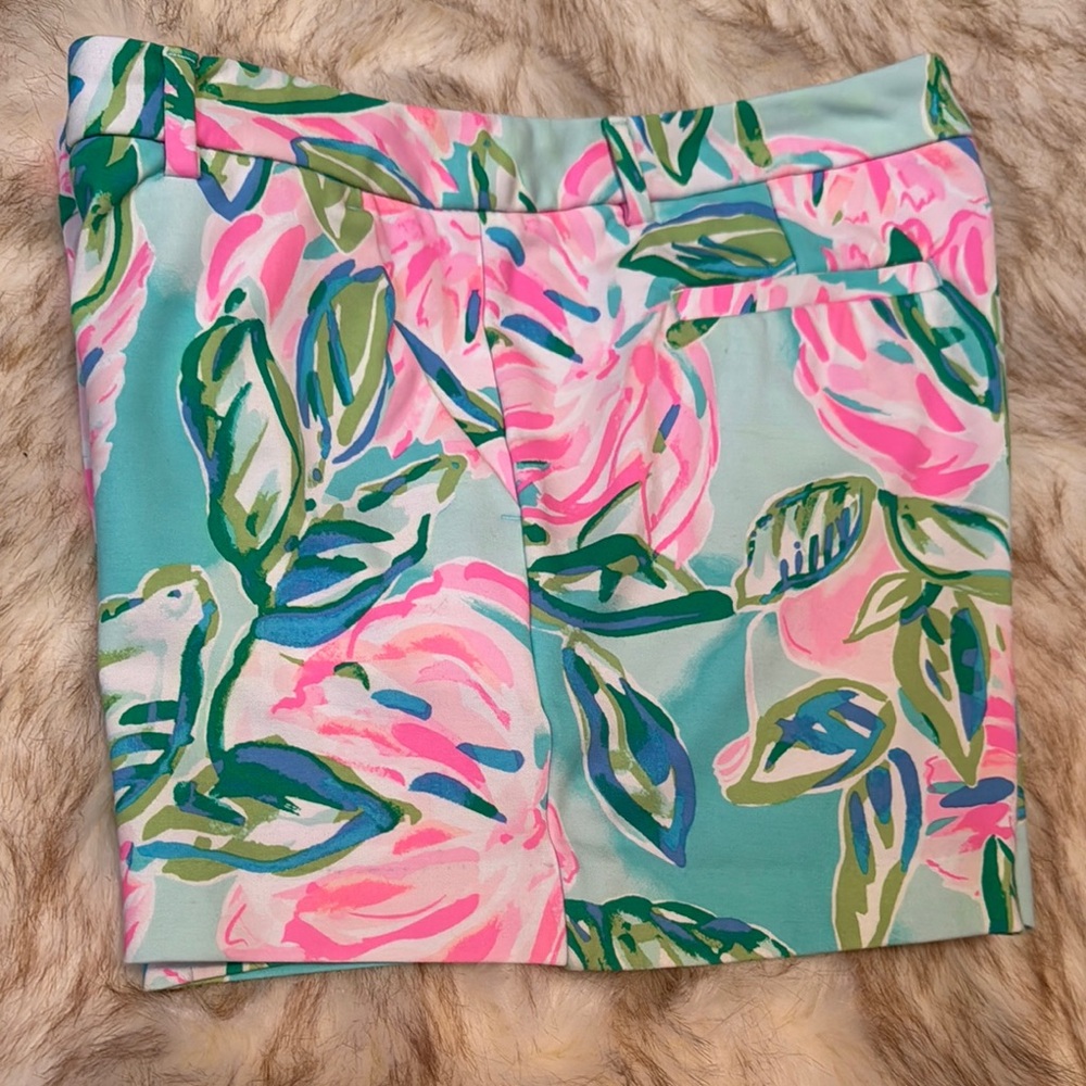Lilly Pulitzer Floral Print Shorts - Pink and Green
